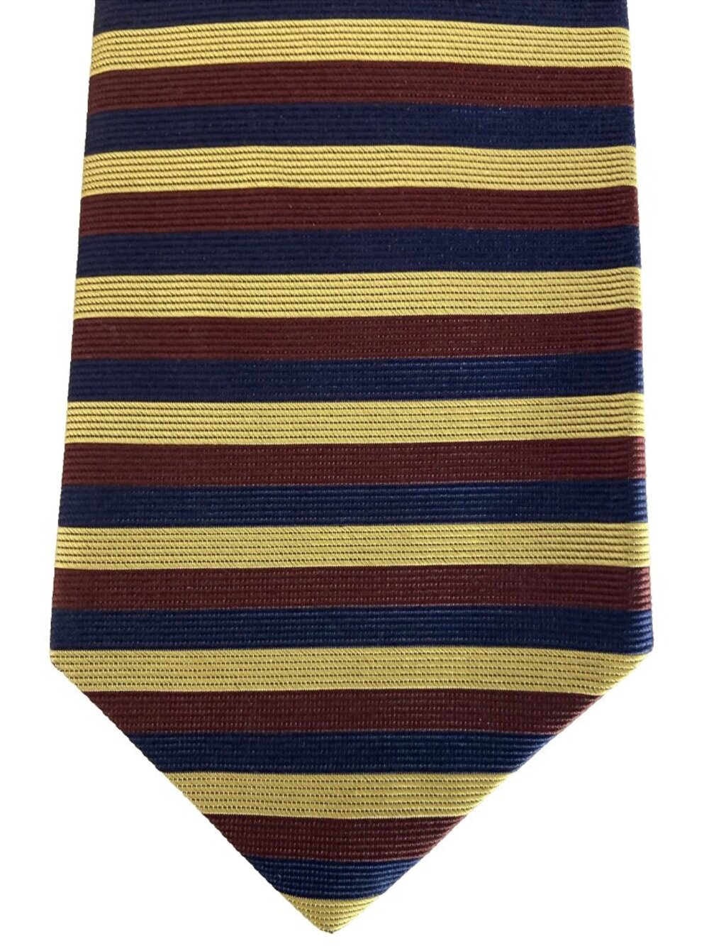 Brooks Brothers Makers Mens Silk Horizontal Tie Gold Burgundy Blue